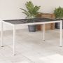 vidaXL Stalas su stikliniu stalviršiu, baltas, 150x90x75cm, ratanas
