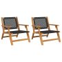 vidaXL Sodo baldai 2 pcs Juoda 67 x 78 x 73 cm Kietos akacijos mediena