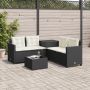 vidaXL Sodo sofa su stalu/pagalvėlėmis, juoda, poliratanas, L formos
