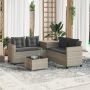 vidaXL Sodo sofa su stalu/pagalvėlėmis, pilka, poliratanas, L formos