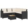 vidaXL Sodo sofa su stalu/pagalvėlėmis, juoda, poliratanas, L formos