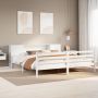 vidaXL Lova su knygų spinta be čiužinio, balta, 200x200cm, pušis
