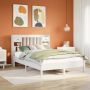 vidaXL Lova su knygų spinta be čiužinio, balta, 135x190cm, pušis