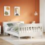 vidaXL Lova su knygų spinta be čiužinio, balta, 140x200cm, pušis
