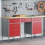 vidaXL Darbo spinta su stalčių 3 pcs Raudona 150 x 55 x 85 cm