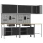 vidaXL Darbo spintos rinkinys su stalčių 10 pcs Juoda ir pilka