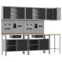 vidaXL Darbo spintos rinkinys su stalčių 10 pcs Juoda ir pilka