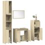 vidaXL Vonios baldų komplektas, 4 dalių, ąžuolo, apdirbta mediena