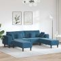 vidaXL Sofa su pagalve 3 pcs Mėlyna Aksomas
