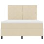 vidaXL Kiemas lova su čiužiniu su LED Kreminė 160 x 200 cm audinys