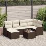 vidaXL Sodo Sofų Rinkinys su pagalve 7 pcs Ruda ir balta Poli ratanas