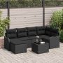 vidaXL Sodo Sofų Rinkinys su pagalve 7 pcs Juoda Poli ratanas