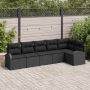 vidaXL Sodo Sofų Rinkinys su pagalve 6 pcs Juoda poliratanas