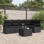 vidaXL Sodo Sofų Rinkinys su pagalve 6 pcs Juoda poliratanas