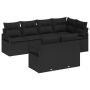 vidaXL Sodo Sofų Rinkinys su pagalve 7 pcs Juoda poliratanas