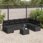 vidaXL Sofos komplektas su pagalve su saugykla 9 pcs Juoda poliratanas