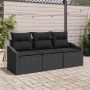 vidaXL Sodo Sofų Rinkinys su pagalve 3 pcs Juoda poliratanas