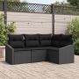 vidaXL Sodo Sofų Rinkinys su pagalve 4 pcs Juoda poliratanas