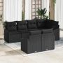 vidaXL Sodo Sofų Rinkinys su pagalve 7 pcs Juoda poliratanas