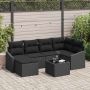 vidaXL Sodo valgomojo komplektas su pagalve su saugykla 7 pcs Juoda
