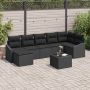 vidaXL Sodo Sofų Rinkinys su pagalve 8 pcs Juoda poliratanas