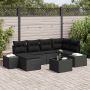 vidaXL Sodo Sofų Rinkinys su pagalve 6 pcs Juoda poliratanas