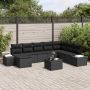 vidaXL Sodo Sofų Rinkinys su pagalve 8 pcs Juoda poliratanas