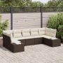 vidaXL Sodo Sofų Rinkinys 7 pcs Ruda ir grietinėlė Poli ratanas