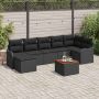 vidaXL Sodo Sofų Rinkinys su saugykla 8 pcs Juoda poliratanas