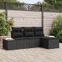 vidaXL Sodo Sofų Rinkinys su pagalve 4 pcs Juoda Poli ratanas