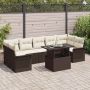 vidaXL Sodo Sofų Rinkinys su pagalve 8 pcs Ruda Poli ratanas
