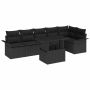 vidaXL Sodo Sofų Rinkinys su pagalve 7 pcs Juoda Poli ratanas