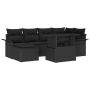 vidaXL Sodo Sofų Rinkinys su pagalve 7 pcs Juoda Poli ratanas