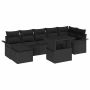 vidaXL Sodo Sofų Rinkinys su pagalve 8 pcs Juoda Poli ratanas