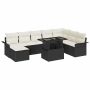 vidaXL Sodo Sofų Rinkinys su pagalve 9 pcs Juoda ir kreminė