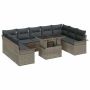 vidaXL Sodo Sofų Rinkinys su pagalve 10 pcs Pilka Poli ratanas
