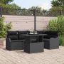 vidaXL Sodo Sofų Rinkinys su pagalve 6 pcs Juoda Poli ratanas
