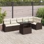 vidaXL Sodo Sofų Rinkinys su pagalve 7 pcs Ruda Poli ratanas