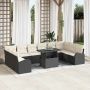 vidaXL Sodo Sofų Rinkinys su pagalve 11 pcs Juoda Poli ratanas