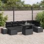 vidaXL Sodo Sofų Rinkinys su saugykla 8 pcs Juoda Poli ratanas