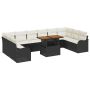 vidaXL Sodo Sofų Rinkinys su saugykla 11 pcs Juoda Poli ratanas