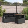 vidaXL Sodo Sofų Rinkinys su saugykla 5 pcs Juoda Poli ratanas