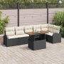 vidaXL Sodo Sofų Rinkinys su saugykla 7 pcs Juoda Poli ratanas