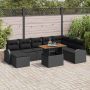 vidaXL Sodo Sofų Rinkinys su saugykla 9 pcs Juoda Poli ratanas