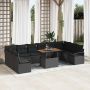 vidaXL Sodo Sofų Rinkinys su saugykla 11 pcs Juoda Poli ratanas