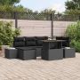 vidaXL Sodo Sofų Rinkinys su saugykla 7 pcs Juoda Poli ratanas