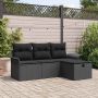 vidaXL Sodo Sofų Rinkinys su pagalve 4 pcs Juoda poliratanas