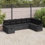 vidaXL Sodo Sofų Rinkinys su pagalve 8 pcs Juoda poliratanas