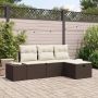 vidaXL Sodo Sofų Rinkinys su pagalve 4 pcs Ruda Poli ratanas