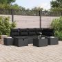 vidaXL Sodo Sofų Rinkinys su pagalve 7 pcs Juoda poliratanas